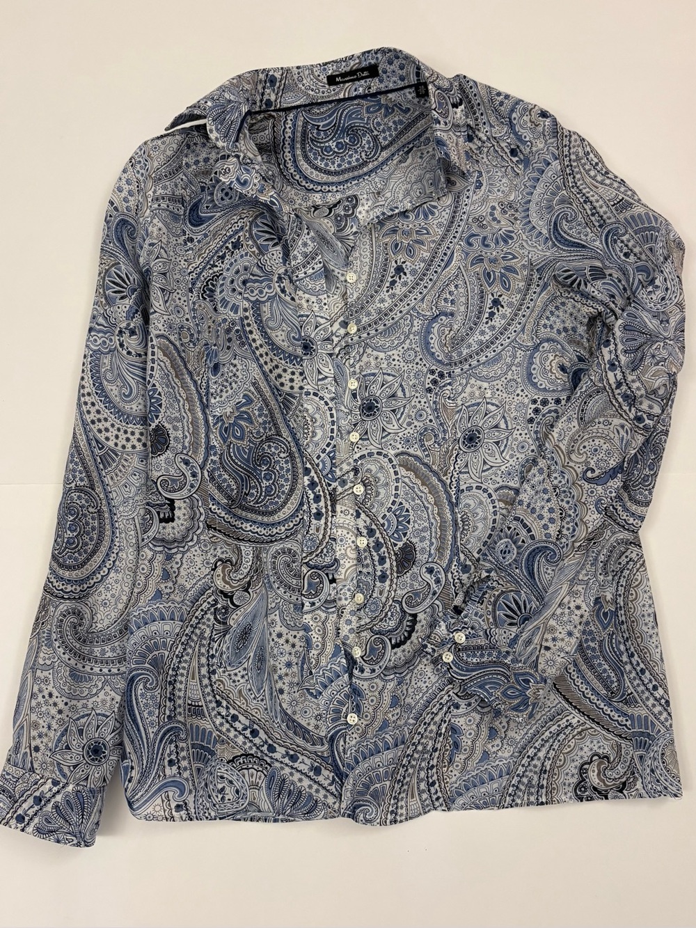 Light Blue Patterned Button-Up Shirt Massimo Duti M(medium)